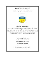 Các nhân tố tác động đến việc vận dụng giá trị hợp lý trong kế toán tại việt nam theo chuẩn mực kế toán quốc tế 
