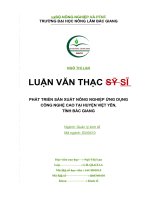Phát triển sản xuất nông nghiệp ứng dụng công nghệ cao tại huyện việt yên, tỉnh bắc giang