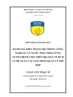 Đánh giá hiện trạng hệ thống công nghệ xử lý nước thải theo từng tuyến bệnh viện trên địa bàn tp HCM và đề xuất các giải pháp quản lý phù hợp 