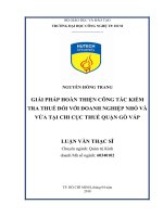 Giải pháp hoàn thiện công tác kiểm tra thuế đối với doanh nghiệp nhỏ và vừa tại chi cục thuế quận gò vấp 