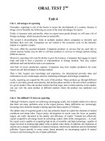 oral test FOR INTERNATIONAL TRADE