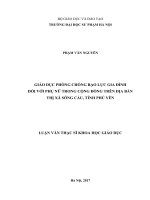 GIÁO DỤC PHÒNG CHỐNG BẠO LỰC GIA ĐÌNH ĐỐI VỚI PHỤ NỮ TRONG CỘNG ĐỒNG TRÊN ĐỊA BÀN THỊ XÃ SÔNG CẦU, TỈNH PHÚ YÊN