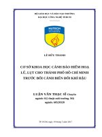 Cơ sở khoa học cảnh báo hiểm hoạ lũ, lụt cho thành phố hồ chí minh trước bối cảnh biến đổi khí hậu 