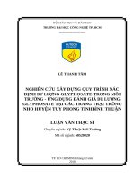 Nghiên cứu xây dựng quy trình xác định dư lượng glyphosate trong môi trường   ứng dụng đánh giá dư lượng glyphosate tại các trang trại trồng nho huyện tuy phong tỉnh bình thuận 