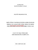 Phân tích và đánh giá hàm lượng patulin trong các loại nước uống trái cây bằng phương pháp sắc ký lỏng hiệu năng cao (tt) 