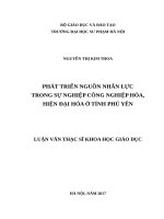 PHÁT TRIỂN NGUỒN NHÂN LỰC TRONG SỰ NGHIỆP CÔNG NGHIỆP HÓA, HIỆN ĐẠI HÓA Ở TỈNH PHÚ YÊN