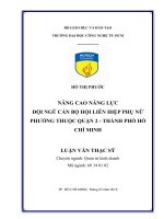 Nâng cao năng lực đội ngũ cán bộ hội liên hiệp phụ nữ phường thuộc quận 2   thành phố hồ chí minh 