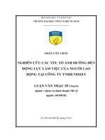 Nghiên cứu các yếu tố ảnh hưởng đến động lực làm việc của người lao động tại công ty TNHH nissey 