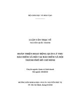 Hoàn thiện hoạt động quản lý thu bảo hiểm xã hội tại bảo hiểm xã hội thành phố hồ chí minh 