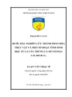 Bước đầu nghiên cứu thành phần hóa thực vật và một số hoạt tính sinh học từ lá cây trứng cá muntingia calabura l 