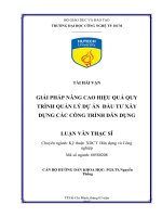 Giải pháp nâng cao hiệu quả quy trình quản lý dự án đầu tư xây dựng các công trình dân dụng 