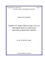 Nghiên cứu nhiễm viêm gan siêu vi B và C trên bệnh nhân sau ghép thận theo dõi tại bệnh viện Chợ Rẫy (FULL TEXT)