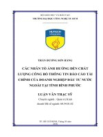 Các nhân tố ảnh hưởng đến chất lượng công bố thông tin báo cáo tài chính của doanh nghiệp đầu tư nước ngoài tại tỉnh bình phước 
