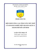 Biện pháp nâng cao tính tuân thủ thuế của doanh nghiệp trên địa bàn quận 12 thành phố hồ chí minh 
