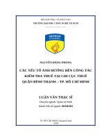 Các yếu tố ảnh hưởng đến công tác kiểm tra thuế tại chi cục thuế quận bình thạnh   tp  hồ chí minh 