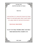 Ảnh hưởng của phương pháp dạy học theo vấn đề đến kiến thức khái niệm của HS về chủ đề tích phân (tt) 