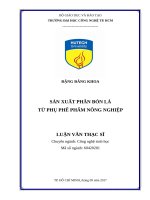 Sản xuất phân bón lá từ phụ phế phẩm nông nghiệp 