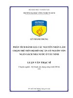 Phân tích đánh giá các nguyên nhân làm chậm trễ tiến độ đến dự án có nguồn vốn ngân sách nhà nước ở tây ninh 