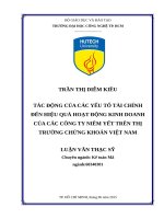 Tác động của các yếu tố tài chính đến hiệu quả hoạt động kinh doanh của các công ty niêm yết trên thị trường chứng khoán việt nam 