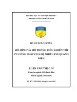 Mô hình và mô phỏng điều khiển tối ưu công suất của hệ nhiều pin quang điện 