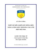 Thiết kế điều khiển hệ thống điện năng lượng mặt trời hòa vào lưới điện một pha 
