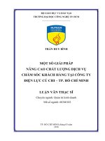 Một số giải pháp nâng cao chất lượng dịch vụ chăm sóc khách hàng tại công ty điện lực củ chi   tp  hồ chí minh 