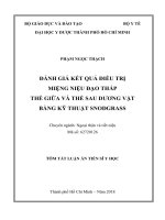 Đánh giá kết quả điều trị miệng niệu đạo thấp thể giữa và thể sau dương vật bằng kỹ thuật Snodgrass (TT)