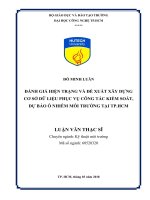 Đánh giá hiện trạng và đề xuất xây dựng cơ sở dữ liệu phục vụ công tác kiểm soát, dự báo ô nhiễm môi trường tại TP HCM 