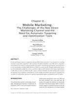 Mobile marketing the challenges of the new direct marketing channel and the need for automatic targeting and optimization tools 
