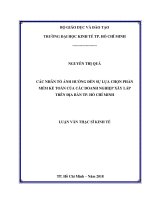 Các nhân tố ảnh hưởng đến sự lựa chọn phần mềm kế toán của các doanh nghiệp xây lắp trên địa bàn tp  hồ chí minh 