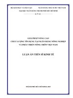 GIẢI PHÁP NÂNG CAO  CHẤT LƯỢNG TÍN DỤNG TẠI NGÂN HÀNG NÔNG NGHIỆP VÀ PHÁT TRIỂN NÔNG THÔN VIỆT NAM
