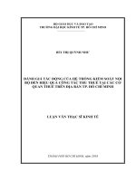 Đánh giá tác động của hệ thống kiểm soát nội bộ đến hiệu quả công tác thu thuế tại các cơ quan thuế trên địa bàn TP  hồ chí minh