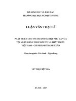 luận văn PHÁT TRIỂN CHO VAY DOANH NGHIỆP NHỎ VÀ VỪA TẠI NGÂN HÀNG TMCP ĐẦU TƯ VÀ PHÁT TRIỂN VIỆT NAM  CHI NHÁNH THANH XUÂN