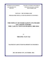 The impact of food safety standard on coffee export the case in vietnam during 2005 2014 