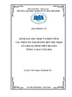 Đánh giá thu nhập và phân tích các nhân tố ảnh hưởng đến thu nhập của hộ gia đình trên địa bàn tỉnh cà mau năm 2016