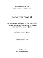 luận văn CÁC NHÂN TỐ ẢNH HƯỞNG ĐẾN CƠ CẤU VỐN CỦA CÁC CÔNG TY NGÀNH CÔNG NGHIỆP NIÊM YẾT TRÊN THỊ  TRƯỜNG CHỨNG KHOÁN VIỆT NAM