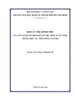 Các yếu tố quyết định đến số thu thuế ở các tỉnh thuộc khu vực miền đông nam bộ 