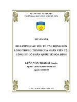Đo lường các yếu tố tác động đến lòng trung thành của nhân viên tại công ty cổ phần quốc tế hòa bình 