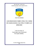Giải pháp hoàn thiện công tác chăm sóc khách hàng tại công ty điện lực bình phú 