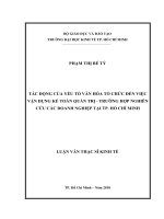Tác động của yếu tố văn hóa tổ chức đến việc vận dụng kế toán quản trị   trường hợp nghiên cứu các doanh nghiệp tại TP HCM 