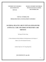 Maternal health care in vietnam demand for antenatal care and choice of delivery care services 