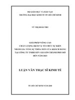 Giải pháp nâng cao chất lượng dịch vụ tổ chức sự kiện nhằm gia tăng sự thỏa mãn của khách hàng tại công ty TNHH MTV sài gòn thành phố mở đến năm 2023 