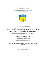 Các yếu tố ảnh hưởng đến hành vi mua hàng trực tuyến qua internet của người tiêu dùng tại tp HCM 