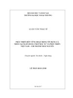 luận văn PHÁT TRIỂN BỀN VỮNG HOẠT ĐỘNG TÍN DỤNG CÁ NHÂN TẠI NGÂN HÀNG TMCP ĐẦU TƯ VÀ PHÁT TRIỂN  VIỆT NAM – CHI NHÁNH THÁI NGUYÊN