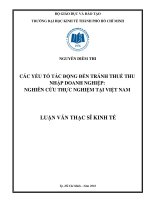 Các yếu tố tác động đến tránh thuế thu nhập doanh nghiệp nghiên cứu thực nghiệm tại việt nam 
