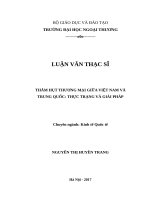 luận văn THÂM HỤT THƯƠNG MẠI GIỮA VIỆT NAM VÀ TRUNG QUỐC: THỰC TRẠNG VÀ GIẢI PHÁP