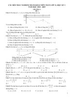 CÂU HỎI TRẮC NGHIỆM THAM KHẢO MÔN TOÁN LỚP 12, HỌC KỲ 1