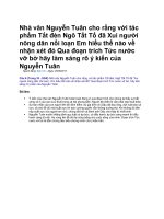 Nhà văn nguyễn tuân cho rằng với tác phẩm tắt đèn ngô tất tố đã xui người nông dân nổi loạn em hiểu thế nào về nhận xét đó qua đoạn trích tức nước vỡ bờ hãy làm sáng rõ ý kiến của nguyễn tuân