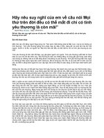 Hãy nêu suy nghĩ của em về câu nói mọi thứ trên đời đều có thể mất đi chỉ có tình yêu thương là còn mãi
