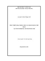 luận văn PHÁT TRIỂN HOẠT ĐỘNG CHO VAY KHÁCH HÀNG THỂ NHÂN  TẠI VIETCOMBANK CHI NHÁNH HÀ NỘI